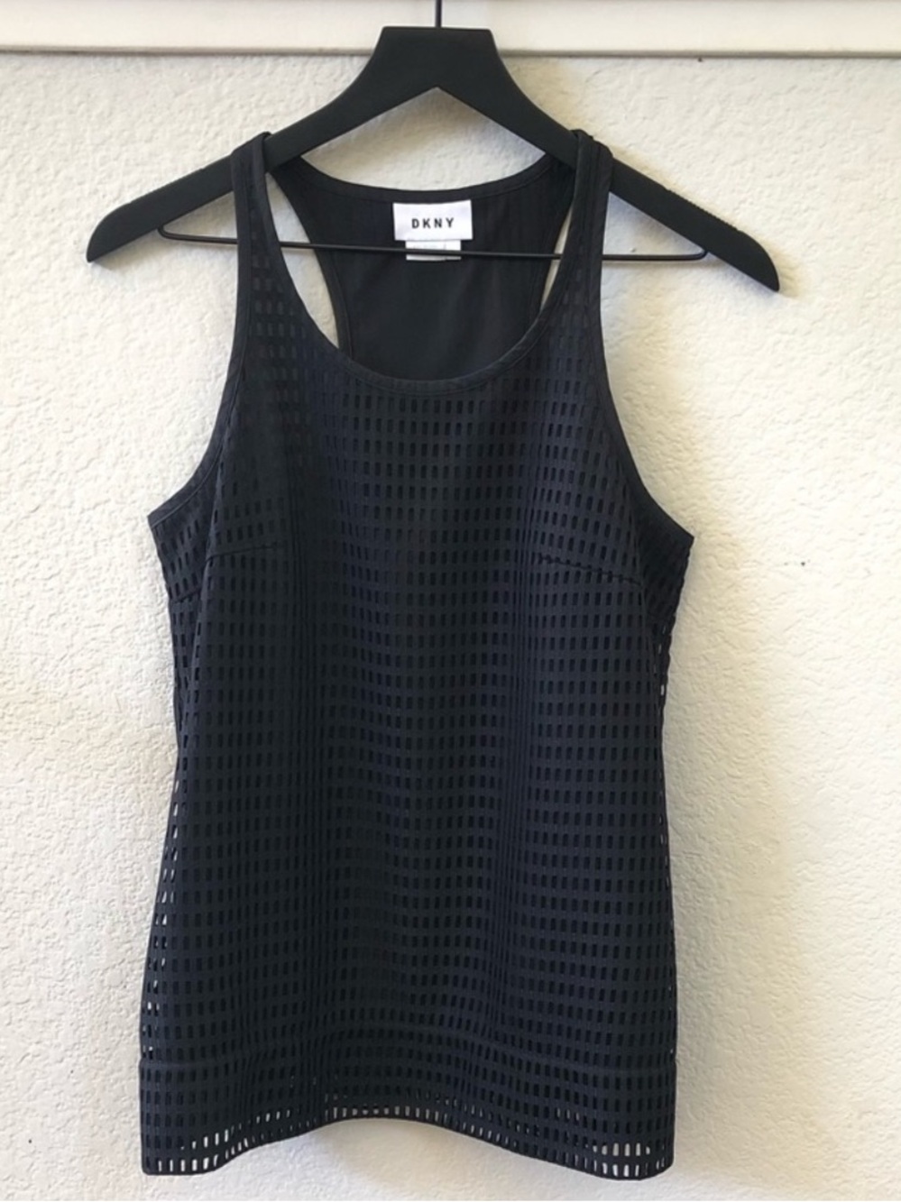 DKNY black mesh design tank top size S